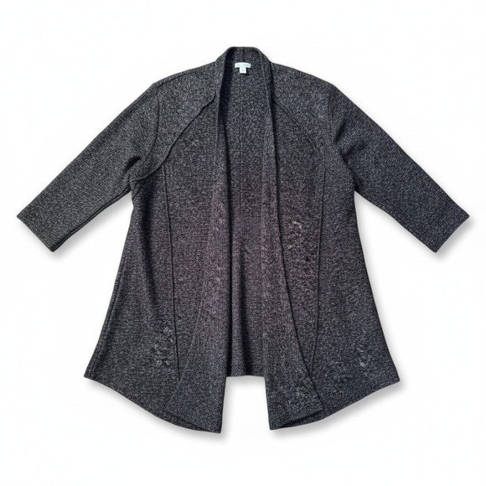 PureJill J. Jill Gray‎ Marl Open Front Cardigan Sweater Cotton Blend Large